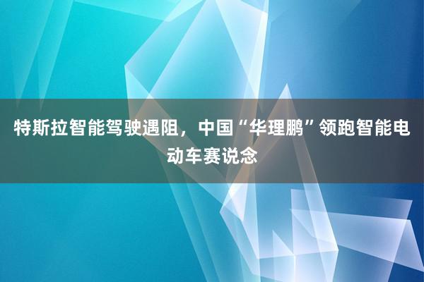 特斯拉智能驾驶遇阻，中国“华理鹏”领跑智能电动车赛说念