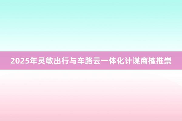 2025年灵敏出行与车路云一体化计谋商榷推崇